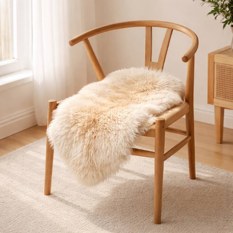 Premium Australian Sheepskin Rug 90×60cm Long Wool