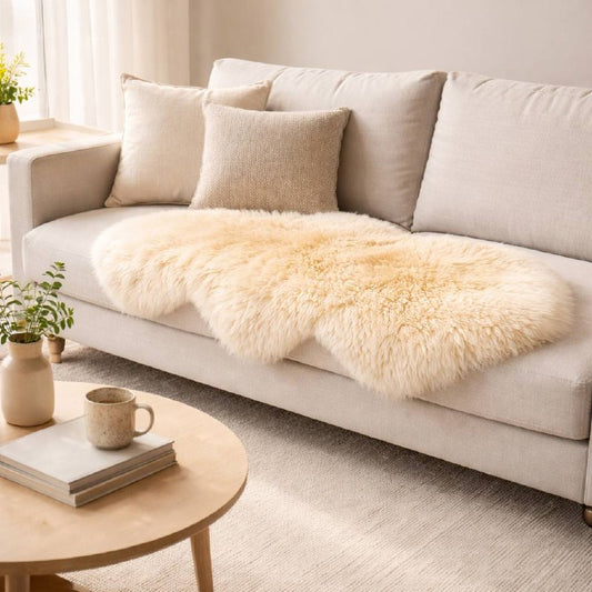 Premium Australian Sheepskin Rug 90×60cm Long Wool
