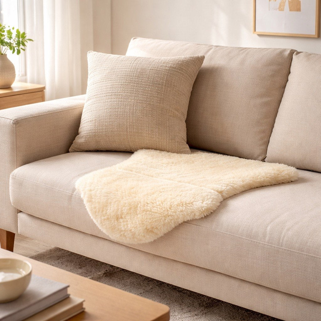 Premium Australian Sheepskin Rug 100×63cm Short Wool Ivory White