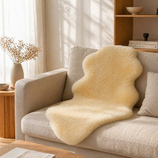 Premium Australian Sheepskin Rug 136×65cm Short Wool Cream Rug