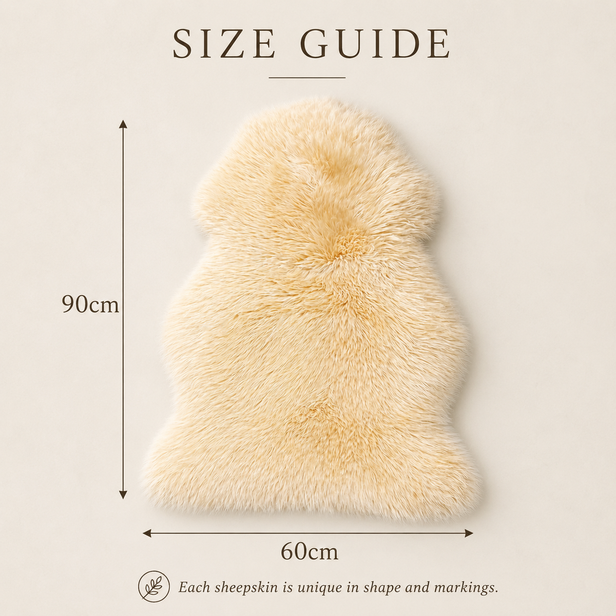 Premium Australian Sheepskin Rug 90×60cm Long Wool