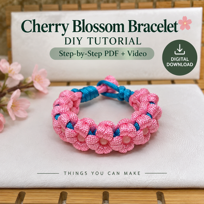 Cherry Blossom Cord Bracelet Tutorial – Step-by-Step PDF Pattern + Video