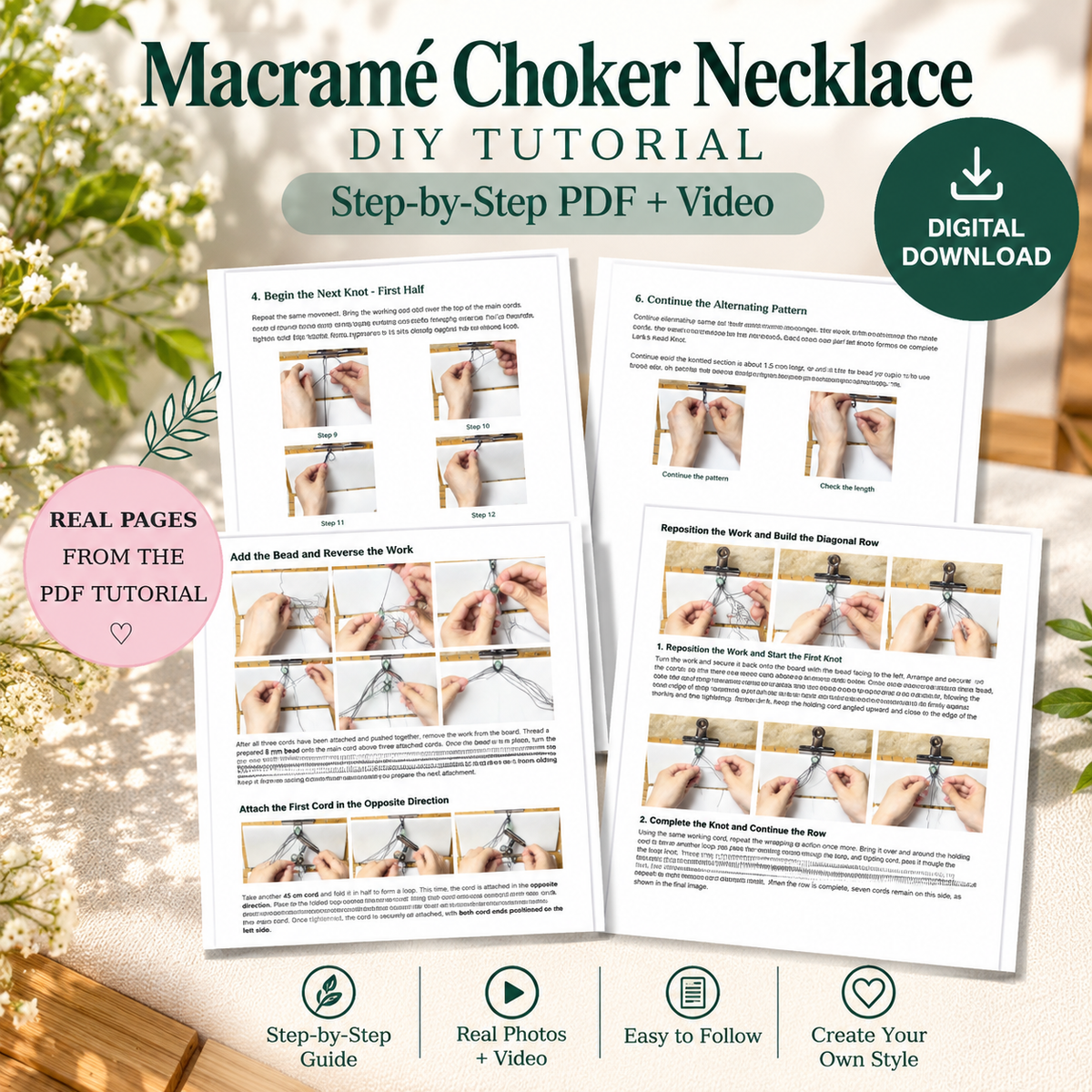 Macramé Pendant DIY Tutorial – Step-by-Step PDF + Video