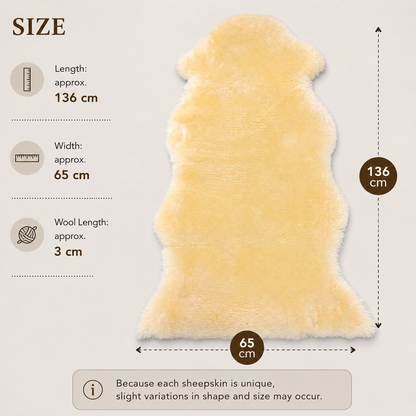 Premium Australian Sheepskin Rug 136×65cm Short Wool Cream Rug